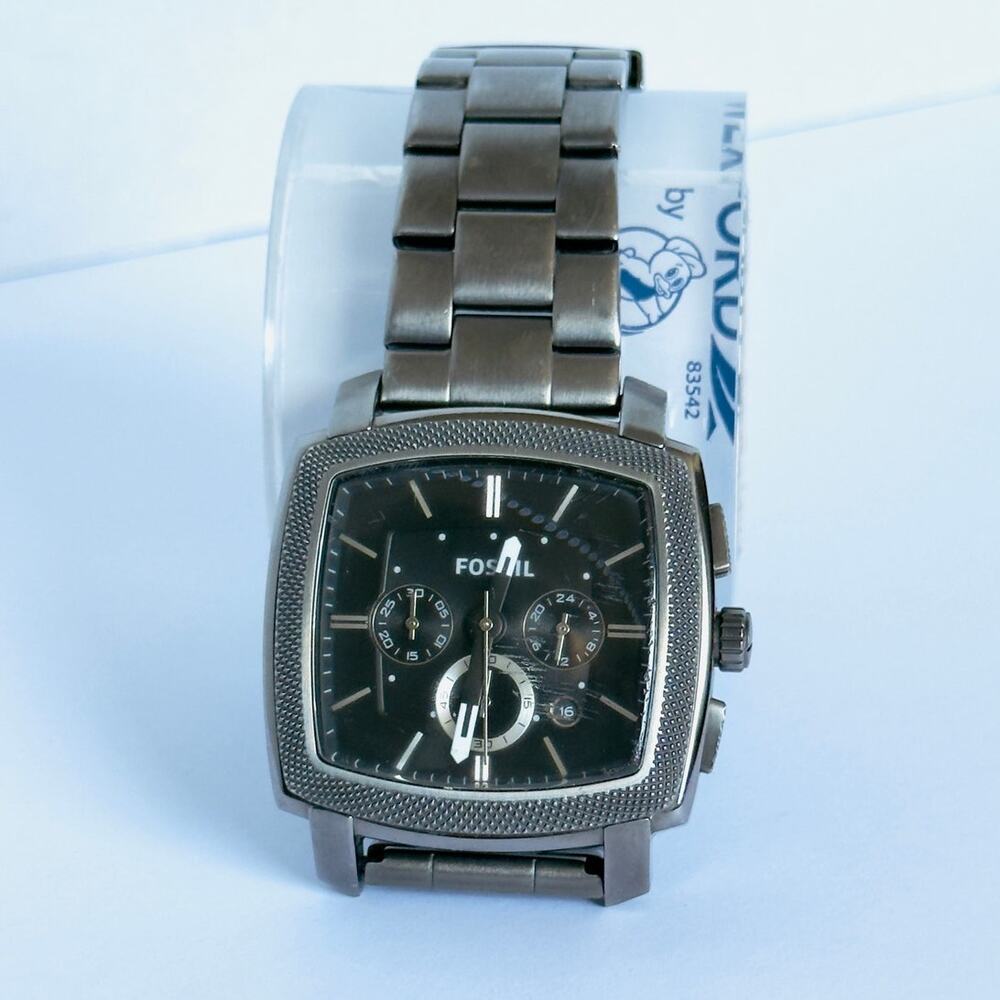 Fossil Machine Analog Square 44mm Face Smoke Ss Q… - image 1